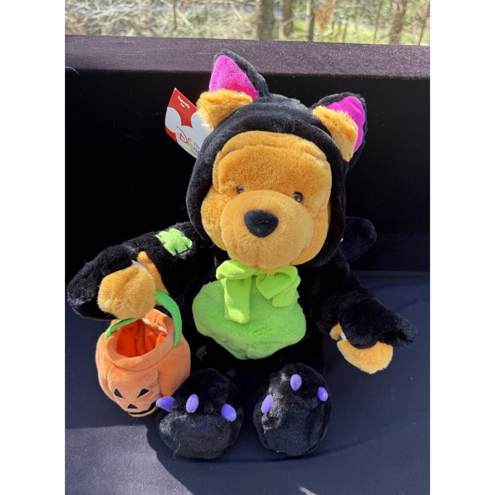 New Disney Store Scaredy Cat Winnie the Pooh Plush Toy Halloween Pumpkin 14” Tal